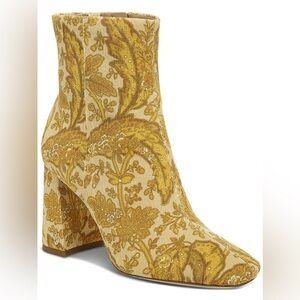 Sam Edelman Womens Codie Block-Heel Booties 7 M Turmeric Paisley Corduroy - NWOB